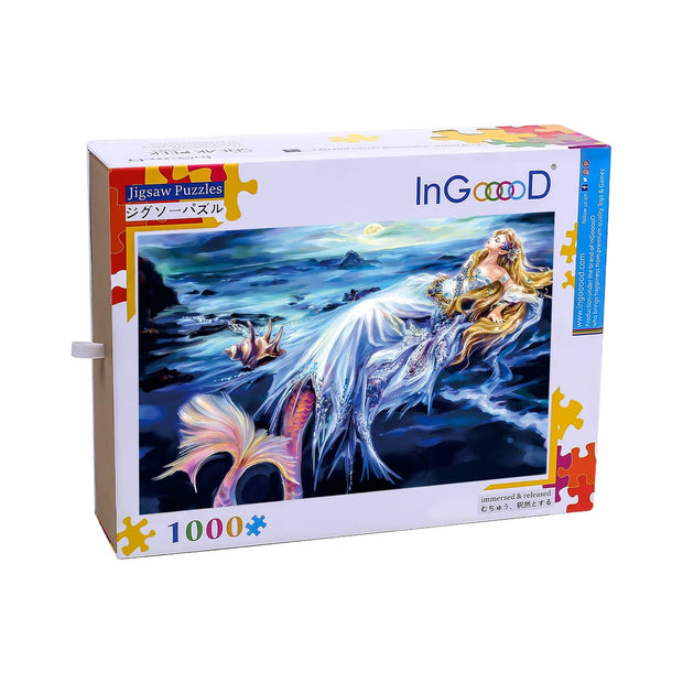Ingooood Wooden Jigsaw Puzzle 1000 Pieces for Adult- Mermaid in the evening - Ingooood jigsaw puzzle 1000 piece