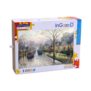 Ingooood Wooden Jigsaw Puzzle 1000 Pieces-Christmas town at dusk-Entertainment Toys for Adult Special Graduation or Birthday Gift Home Decor - Ingooood jigsaw puzzle 1000 piece