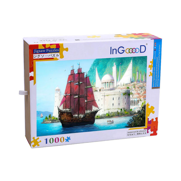 Ingooood Wooden Jigsaw Puzzle 1000 Piece for Adult-Red sailing boat - Ingooood jigsaw puzzle 1000 piece