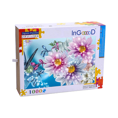 Ingooood Wooden Jigsaw Puzzle 1000 Piece - Butterfly and flower - Ingooood jigsaw puzzle 1000 piece