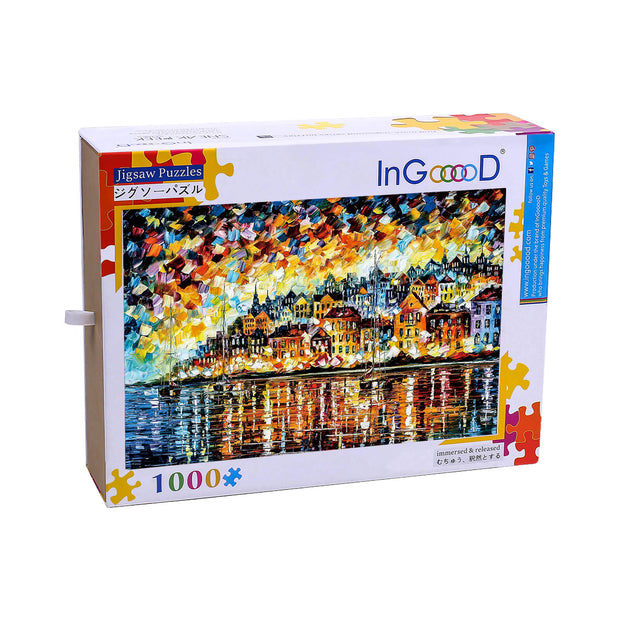Ingooood Wooden Jigsaw Puzzle 1000 Pieces - Little Town - Ingooood jigsaw puzzle 1000 piece