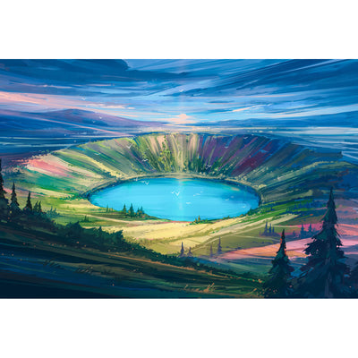 Ingooood Wooden Jigsaw Puzzle 1000 Pieces-Lake in the world of oil painting-Entertainment Toys for Adult Special Graduation or Birthday Gift Home Decor - Ingooood jigsaw puzzle 1000 piece
