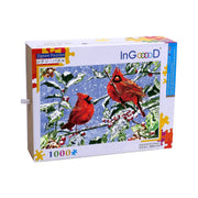 Ingooood Wooden Jigsaw Puzzle 1000 Pieces for Adult- Cardinals in winter - Ingooood jigsaw puzzle 1000 piece