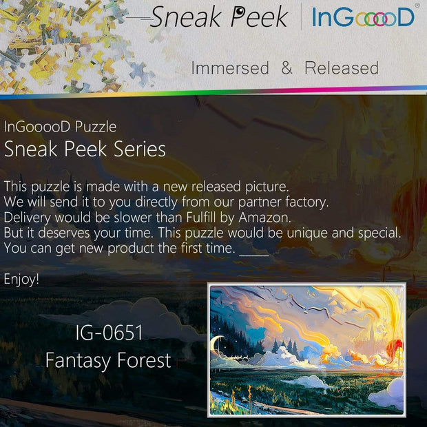 Ingooood-Jigsaw Puzzle 1000 Piece-Sneak Peek Series-Fantasy Forest_IG-0651 Entertainment Toys for Adult Special Graduation or Birthday Gift Home Decor - Ingooood