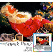 Ingooood-Jigsaw Puzzle 1000 Piece-Sneak Peek Series-Sleeping Santa_IG-0673 Entertainment Toys for Adult Special Graduation or Birthday Gift Home Decor - Ingooood