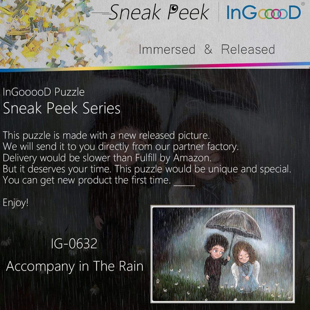 Ingooood- Jigsaw Puzzle 1000 Pieces- Accompany in The Rain_IG-0632 Entertainment Toys for Adult Special Graduation or Birthday Gift Home Decor - Ingooood