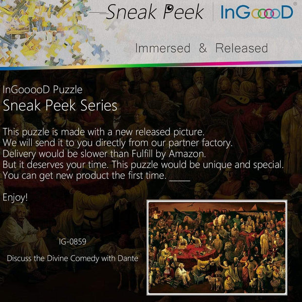 Ingooood-Jigsaw Puzzle 1000 Pieces-Discuss The Divine Comedy with Dante_IG-0859 Entertainment Toys for Adult Graduation or Birthday Gift Home Decor - Ingooood