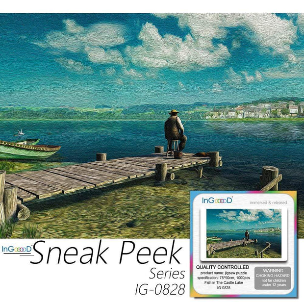 Ingooood- Jigsaw Puzzle 1000 Pieces- Fish in The Castle Lake_IG-0828 Entertainment Toys for Adult Special Graduation or Birthday Gift Home Decor - Ingooood