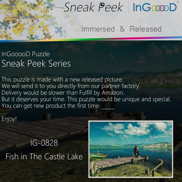 Ingooood- Jigsaw Puzzle 1000 Pieces- Fish in The Castle Lake_IG-0828 Entertainment Toys for Adult Special Graduation or Birthday Gift Home Decor - Ingooood