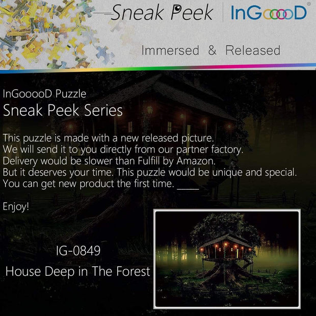 Ingooood- Jigsaw Puzzle 1000 Pieces-House Deep in The Forest_IG-0849 Entertainment Toys for Adult Special Graduation or Birthday Gift Home Decor - Ingooood