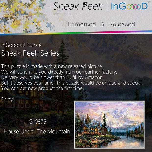 Ingooood- Jigsaw Puzzle 1000 Pieces- House Under The Mountain_IG-0875 Entertainment Toys for Adult Special Graduation or Birthday Gift Home Decor - Ingooood