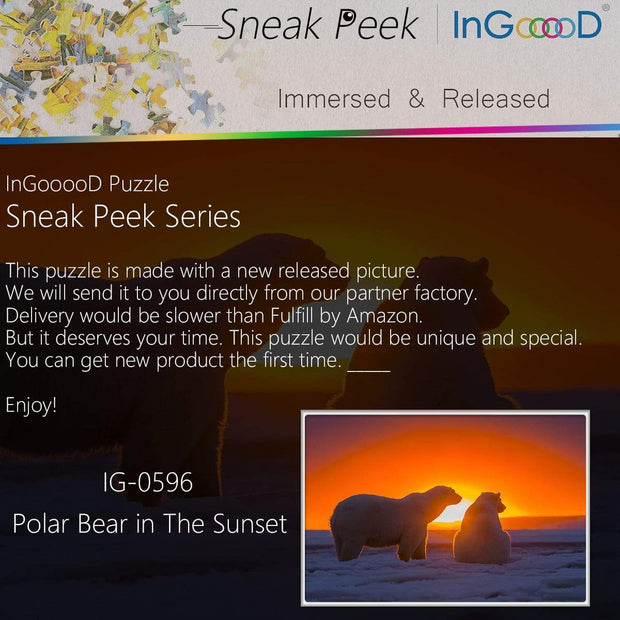 Ingooood- Jigsaw Puzzle 1000 Pieces- Polar Bear in The Sunset_IG-0596 Entertainment Toys for Adult Special Graduation or Birthday Gift Home Decor - Ingooood