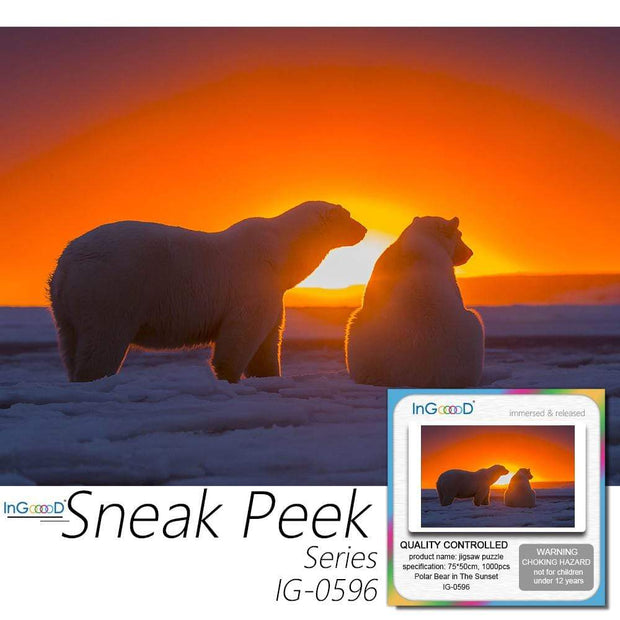 Ingooood- Jigsaw Puzzle 1000 Pieces- Polar Bear in The Sunset_IG-0596 Entertainment Toys for Adult Special Graduation or Birthday Gift Home Decor - Ingooood