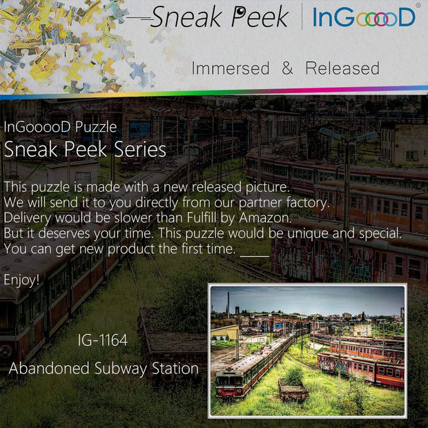 Ingooood-Jigsaw Puzzle 1000 Pieces-Sneak Peek Series- Abandoned Subway Station_IG-1164 Entertainment Toys for Graduation or Birthday Gift Home Decor - Ingooood