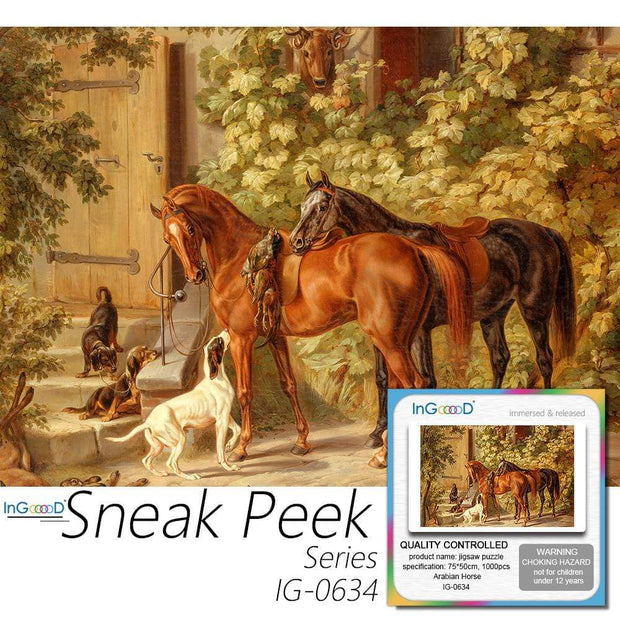 Ingooood- Jigsaw Puzzle 1000 Pieces- Sneak Peek Series- Arabian Horse_IG-0634 - Ingooood