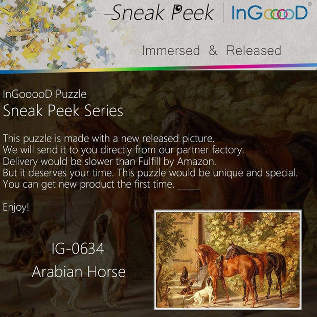 Ingooood- Jigsaw Puzzle 1000 Pieces- Sneak Peek Series- Arabian Horse_IG-0634 - Ingooood