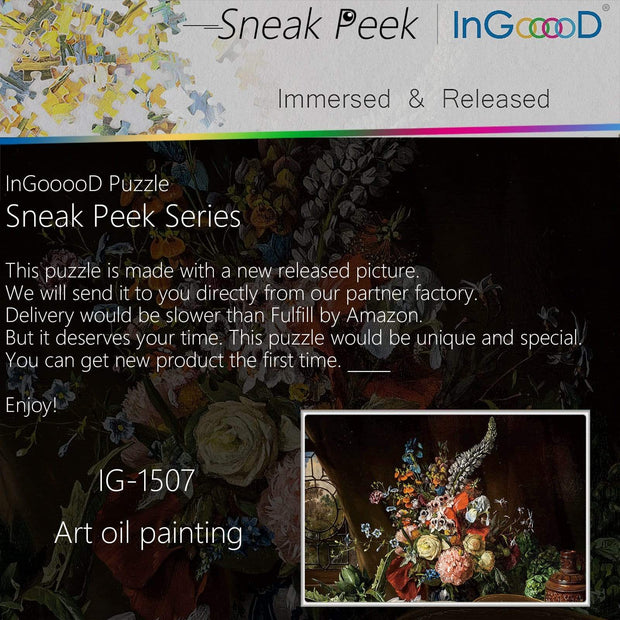 Ingooood-Jigsaw Puzzle 1000 Pieces-Sneak Peek Series-Art oil painting_IG-1507 Entertainment Toys for Adult Graduation or Birthday Gift Home Decor - Ingooood