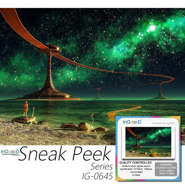 Ingooood-Jigsaw Puzzle 1000 Pieces- Sneak Peek Series-Aurora Night_IG-0645 Entertainment Toys for Adult Special Graduation or Birthday Gift Home Decor - Ingooood