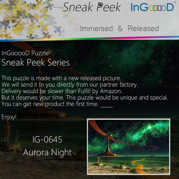Ingooood-Jigsaw Puzzle 1000 Pieces- Sneak Peek Series-Aurora Night_IG-0645 Entertainment Toys for Adult Special Graduation or Birthday Gift Home Decor - Ingooood