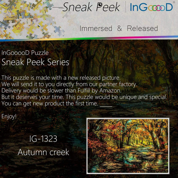 Ingooood-Jigsaw Puzzle 1000 Pieces-Sneak Peek Series-Autumn Creek_IG-1323 Entertainment Toys for Adult Special Graduation or Birthday Gift Home Decor - Ingooood