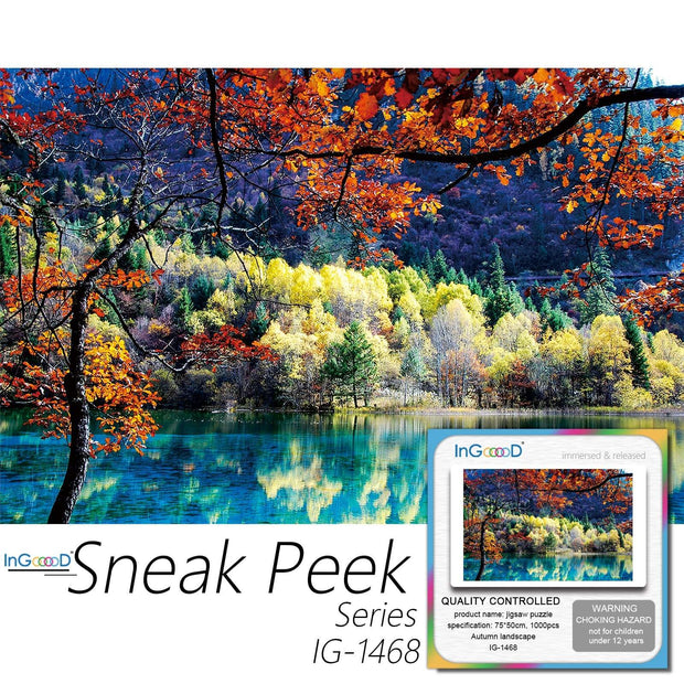 Ingooood-Jigsaw Puzzle 1000 Pieces-Sneak Peek Series-Autumn landscape_IG-1468 Entertainment Toys for Adult Graduation or Birthday Gift Home Decor - Ingooood