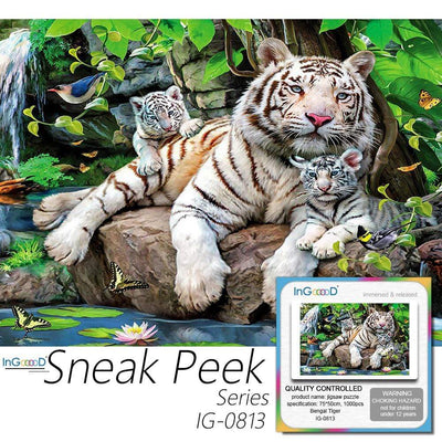 Ingooood-Jigsaw Puzzle 1000 Pieces-Sneak Peek Series-Bengal Tiger_IG-0813 Entertainment Toys for Adult Special Graduation or Birthday Gift Home Decor - Ingooood