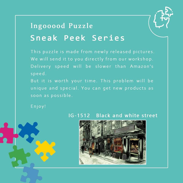 Ingooood-Jigsaw Puzzle 1000 Pieces-Sneak Peek Series-Black and white street_IG-1512 Entertainment Toys for Adult Graduation or Birthday Gift Home Decor - Ingooood