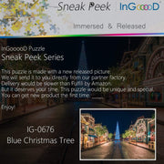 Ingooood- Jigsaw Puzzle 1000 Pieces- Sneak Peek Series-Blue Christmas Tree_IG-0676 Entertainment Toys for Adult Graduation or Birthday Gift Home Decor - Ingooood