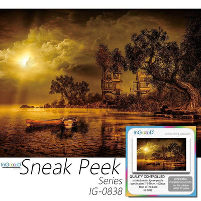 Ingooood- Jigsaw Puzzle 1000 Pieces- Sneak Peek Series-Boat in The Lake_IG-0838 Entertainment Toys for Adult Graduation or Birthday Gift Home Decor - Ingooood