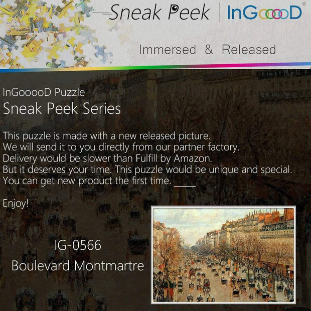 Ingooood- Jigsaw Puzzle 1000 Pieces- Sneak Peek Series-Boulevard Montmartre_IG-0566 Entertainment Toys for Graduation or Birthday Gift Home Decor - Ingooood