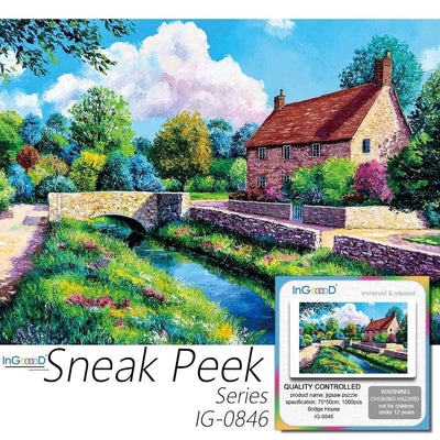 Ingooood-Jigsaw Puzzle 1000 Pieces- Sneak Peek Series-Bridge House_IG-0846 Entertainment Toys for Adult Special Graduation or Birthday Gift Home Decor - Ingooood