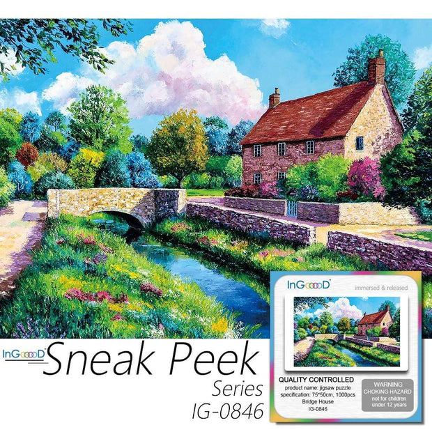 Ingooood-Jigsaw Puzzle 1000 Pieces- Sneak Peek Series-Bridge House_IG-0846 Entertainment Toys for Adult Special Graduation or Birthday Gift Home Decor - Ingooood
