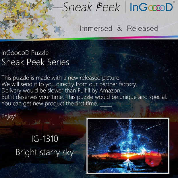 Ingooood-Jigsaw Puzzle 1000 Pieces-Sneak Peek Series-Bright Starry Sky_IG-1310 Entertainment Toys for Adult Special Graduation or Birthday Gift Home Decor - Ingooood