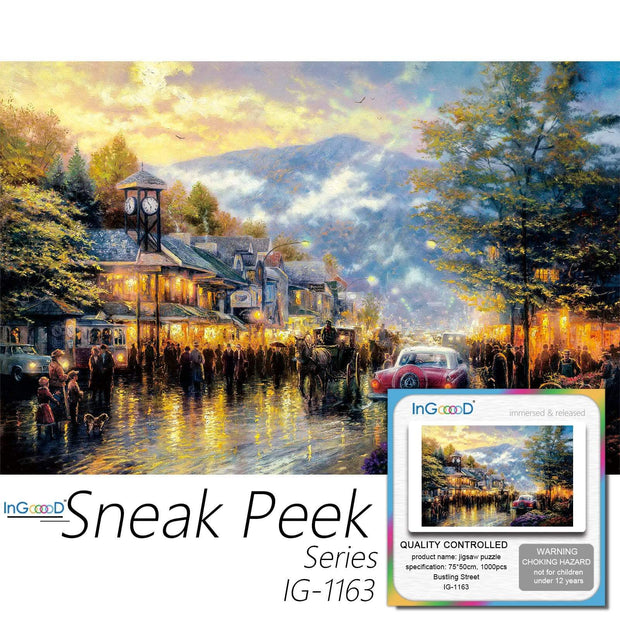 Ingooood-Jigsaw Puzzle 1000 Pieces-Sneak Peek Series- Bustling Street_IG-1163 Entertainment Toys for Special Graduation or Birthday Gift Home Decor - Ingooood