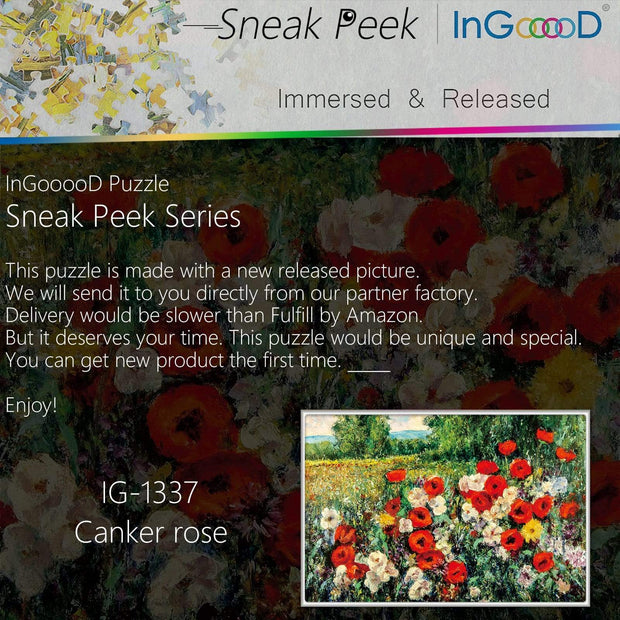 Ingooood-Jigsaw Puzzle 1000 Pieces-Sneak Peek Series-Canker Rose_IG-1337 Entertainment Toys for Adult Special Graduation or Birthday Gift Home Decor - Ingooood