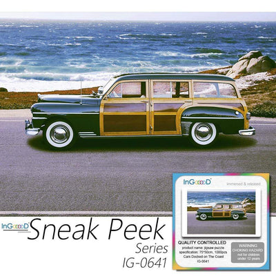 Ingooood- Jigsaw Puzzle 1000 Pieces- Sneak Peek Series- Cars Docked on The Coast_IG-0641 Entertainment Toys for Adult - Ingooood