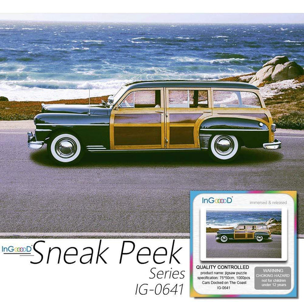 Ingooood- Jigsaw Puzzle 1000 Pieces- Sneak Peek Series- Cars Docked on The Coast_IG-0641 Entertainment Toys for Adult - Ingooood