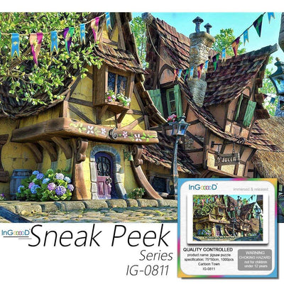 Ingooood-Jigsaw Puzzle 1000 Pieces- Sneak Peek Series-Cartoon Town_IG-0811 Entertainment Toys for Adult Special Graduation or Birthday Gift Home Decor - Ingooood