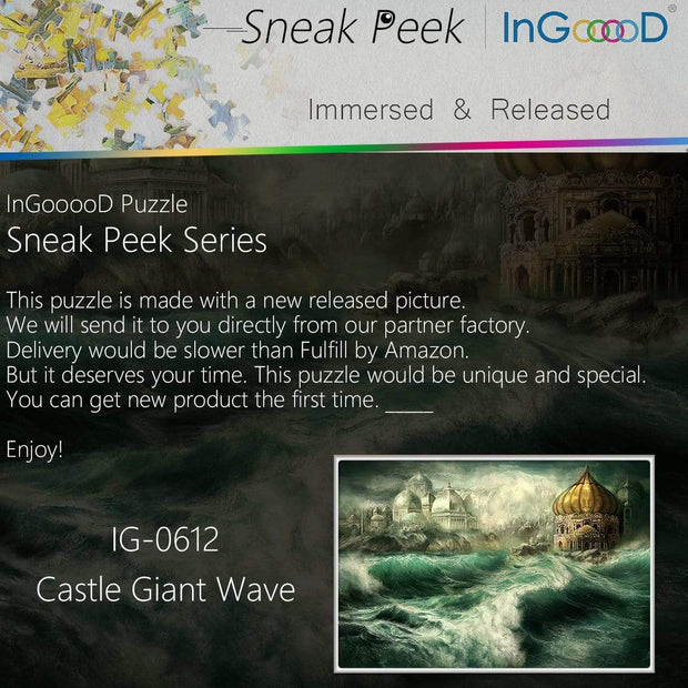 Ingooood- Jigsaw Puzzle 1000 Pieces- Sneak Peek Series- Castle Giant Wave_IG-0612 Entertainment Toys for Graduation or Birthday Gift Home Decor - Ingooood