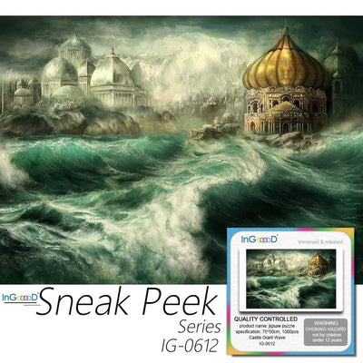 Ingooood- Jigsaw Puzzle 1000 Pieces- Sneak Peek Series- Castle Giant Wave_IG-0612 Entertainment Toys for Graduation or Birthday Gift Home Decor - Ingooood