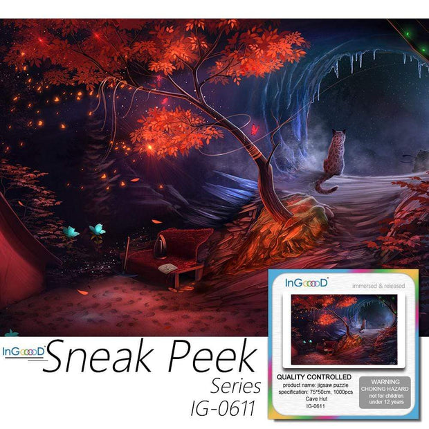 Ingooood- Jigsaw Puzzle 1000 Pieces- Sneak Peek Series- Cave Hut_IG-0611Entertainment Toys for Adult Special Graduation or Birthday Gift Home Decor - Ingooood