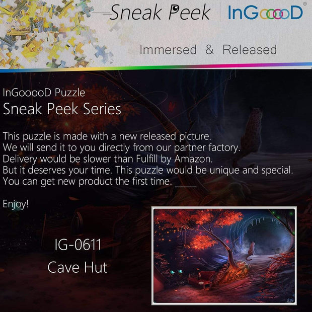Ingooood- Jigsaw Puzzle 1000 Pieces- Sneak Peek Series- Cave Hut_IG-0611Entertainment Toys for Adult Special Graduation or Birthday Gift Home Decor - Ingooood