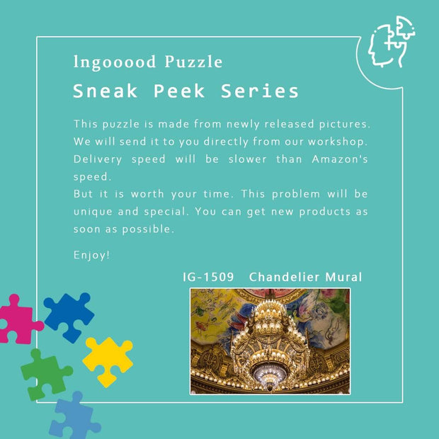 Ingooood-Jigsaw Puzzle 1000 Pieces-Sneak Peek Series-Chandelier Mural_IG-1509 Entertainment Toys for Adult Graduation or Birthday Gift Home Decor - Ingooood