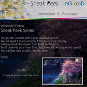 Ingooood-Jigsaw Puzzle 1000 Pieces-Sneak Peek Series-Cherry Blossoms Under The Moon_IG-1395 Entertainment Toys for Adult Special Graduation or Birthday Gift Home Decor - Ingooood