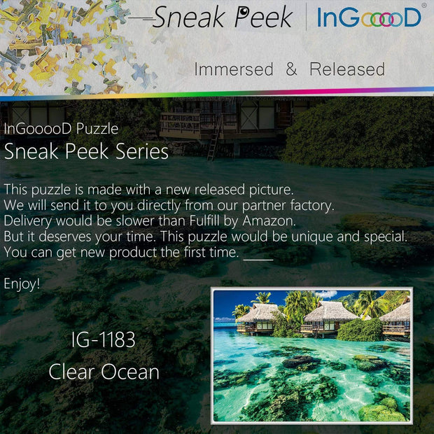 Ingooood-Jigsaw Puzzle 1000 Pieces-Sneak Peek Series-Clear Ocean_IG-1183 Entertainment Toys for Adult Special Graduation or Birthday Gift Home Decor - Ingooood