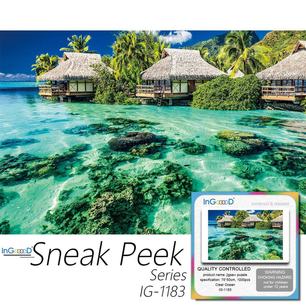 Ingooood-Jigsaw Puzzle 1000 Pieces-Sneak Peek Series-Clear Ocean_IG-1183 Entertainment Toys for Adult Special Graduation or Birthday Gift Home Decor - Ingooood