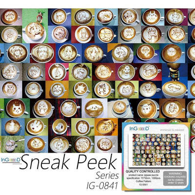 Ingooood-Jigsaw Puzzle 1000 Pieces-Sneak Peek Series-Coffee Pattern_IG-0841 Entertainment Toy for Adult Special Graduation or Birthday Gift Home Decor - Ingooood