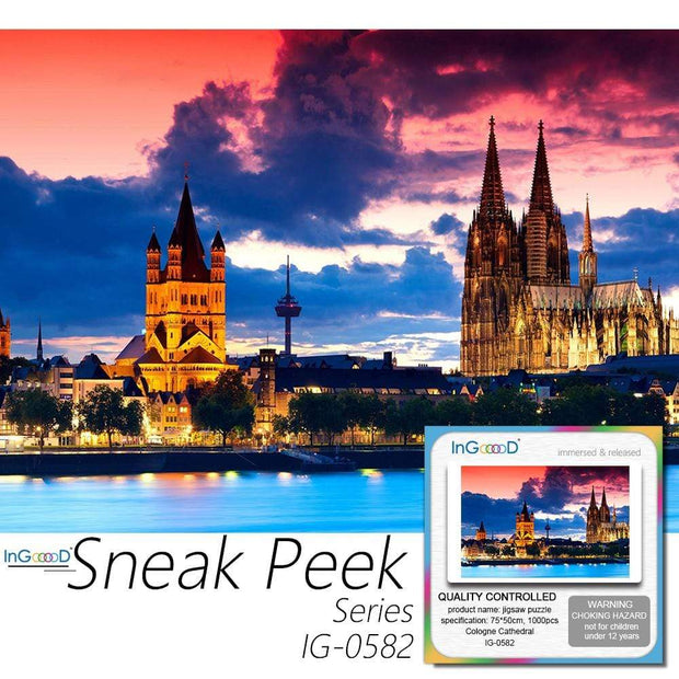 Ingooood- Jigsaw Puzzle 1000 Pieces- Sneak Peek Series-Cologne Cathedral_IG-0574 Entertainment Toys for Adult Graduation or Birthday Gift Home Decor - Ingooood