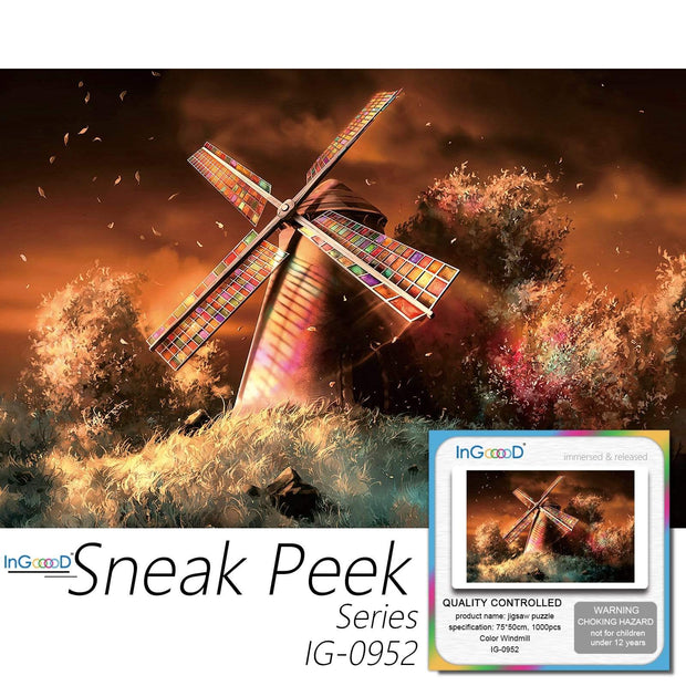 Ingooood-Jigsaw Puzzle 1000 Pieces-Sneak Peek Series-Color Windmill_IG-0952 Entertainment Toys for  Graduation or Birthday Gift Home Decor - Ingooood