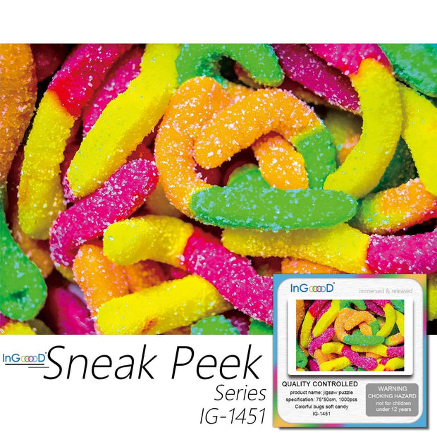 Ingooood-Jigsaw Puzzle 1000 Pieces-Sneak Peek Series-Colorful bugs soft candy_IG-1451 Entertainment Toys for Adult Graduation or Birthday Gift Home Decor - Ingooood